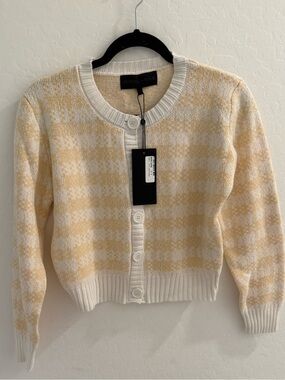 NWT Pastel Pale Yellow Gingham Button Front Cardigan by Kendall + Kylie